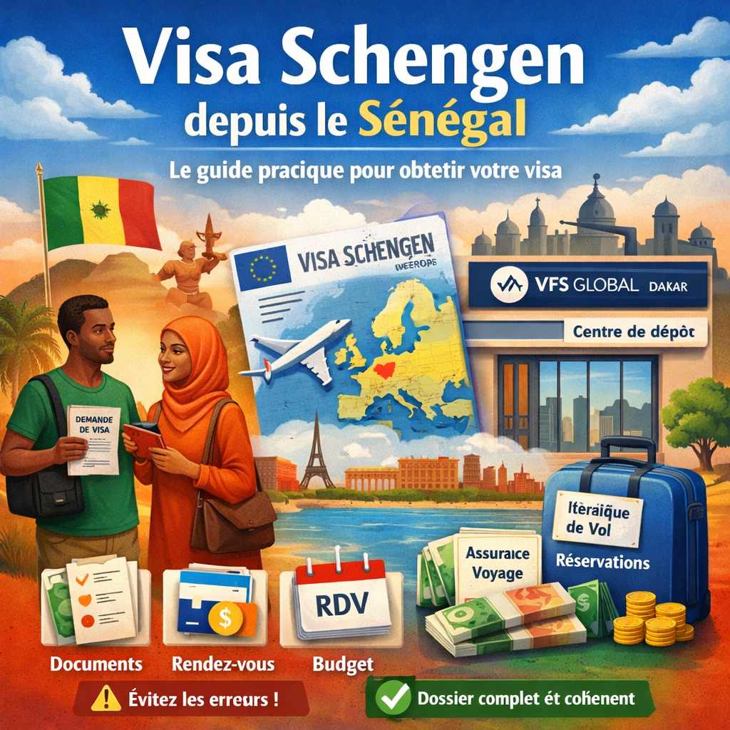 Guide clair pour demander un visa Schengen depuis le Sénégal : étapes, documents, frais, délais et erreurs à éviter pour préparer un dossier solide. 1000060707